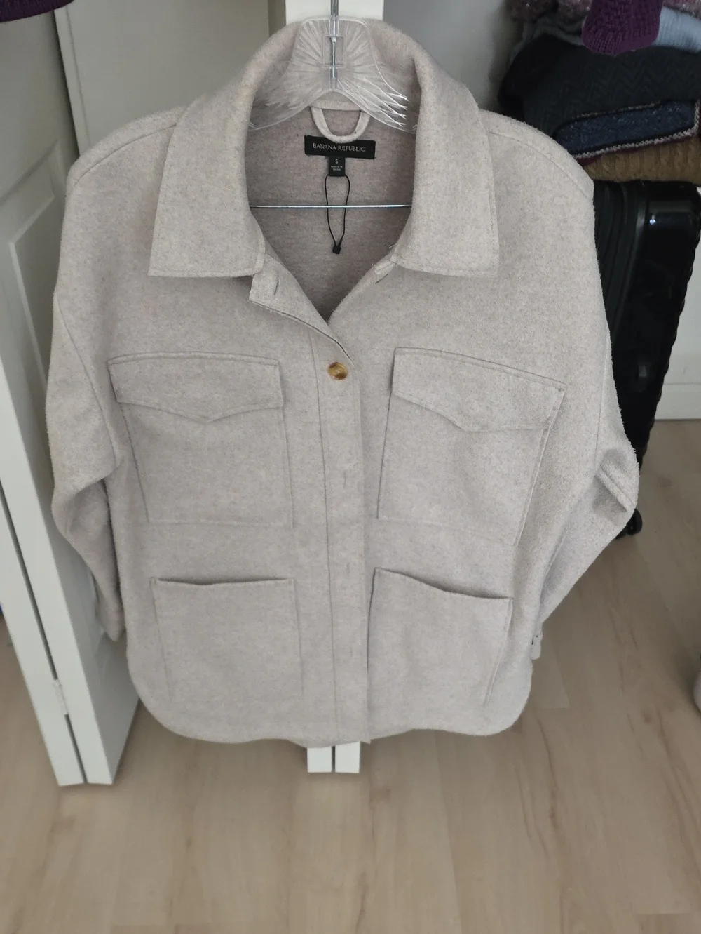 Banana Republic Light Beige Wool-Blend Shacket